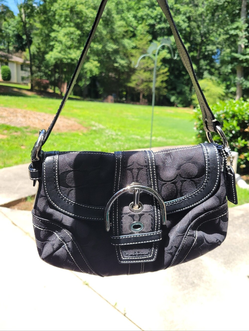 Coach Soho Signature Shoulder Bag Vintage Y2K Black Monogram  Canvas Leather - Picture 15 of 15